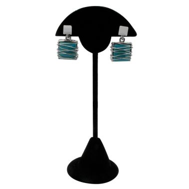 Black Velvet Fan Shaped Jewelry Earring Display Stand, 5-7/8" Tall