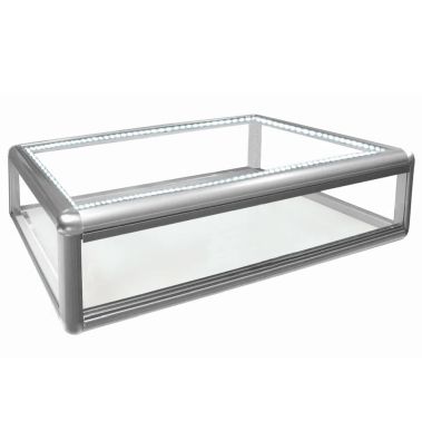 Silver Glass Cabinet with LED Lights