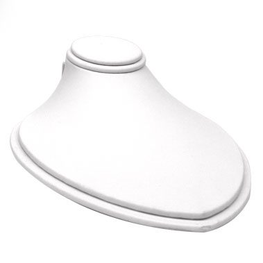 White Leatherette Low Profile Necklace Display with Neck Form