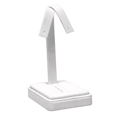 White Leatherette Jewelry Earring and Ring Combination Stand