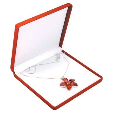 Red Flocked Velour Jewelry Necklace Boxes