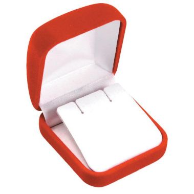 Red Flocked Velour Jewelry Earring Boxes