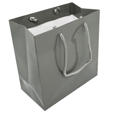 Glossy Grey Euro Tote Gift Shopping Bags, 6-1/2" x 3-1/2" x 6-1/2"