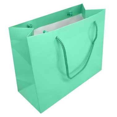 Glossy Teal Euro Tote Gift Shopping Bags, 9-1/2" x 4" x 7-1/2"