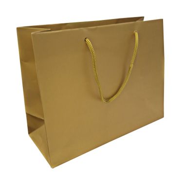 Glossy Gold  Euro Tote Gift Shopping Bags, 9-1/2" x 3-3/4" x 7-1/2"