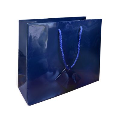 Glossy Navy Blue Euro Tote Gift Shopping Bags, 9-1/2" x 4" x 7-1/2"