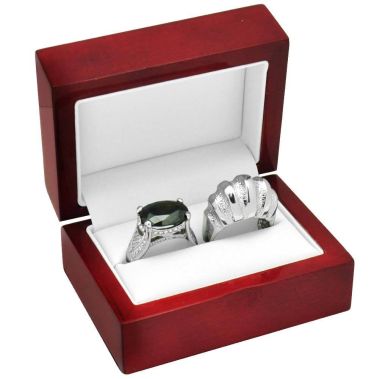 Red Rosewood Dual Jewelry Ring Gift Packaging Boxes, Dome Top