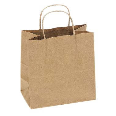 Brown Kraft Paper Gift Shopping Bag with Handle, 9-1/2" x 4-3/4" x 9-3/4"
