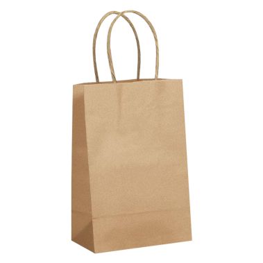 Brown Kraft Paper Gift Shopping Bag with Handle, 7-7/8" x 3-7/8" x 9"