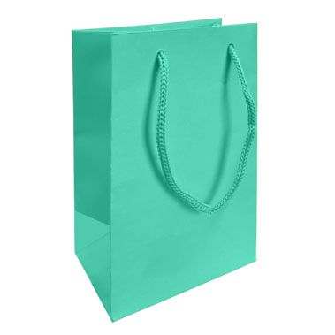Aqua Euro Tote Gift Shopping Bags, 4-3/4" x 3" x 6-3/4"
