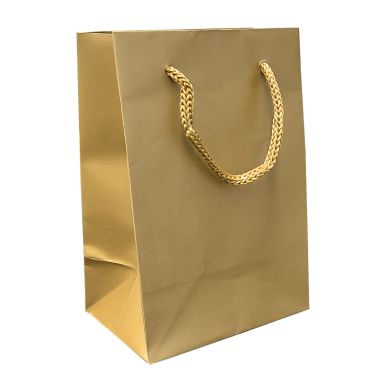 Gold  Euro Tote Gift Shopping Bags, 4-3/4" x 3" x 6-3/4