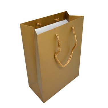 Gold  Euro Tote Gift Shopping Bags, 4-3/4" x 3" x 6-3/4