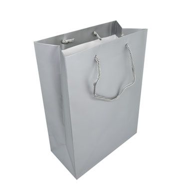 Silver Euro Tote Gift Shopping Bags, 4-3/4" x 3" x 6-3/4