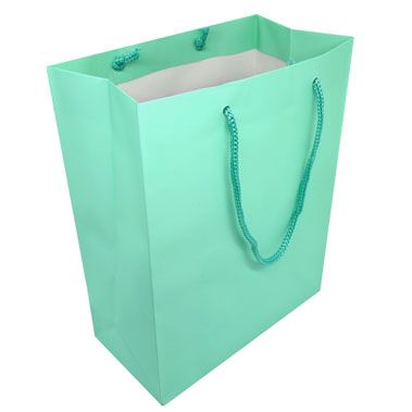 Aqua Tote Gift Shopping Bags, 8" x 4" x 10"