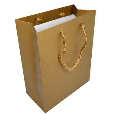 Gold Tote Gift Shopping Bags, 8" x 4" x 10"