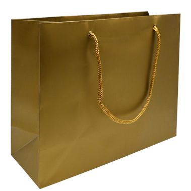 Glossy Gold  Euro Tote Gift Shopping Bags, 9-1/2" x 3-3/4" x 7-1/2"