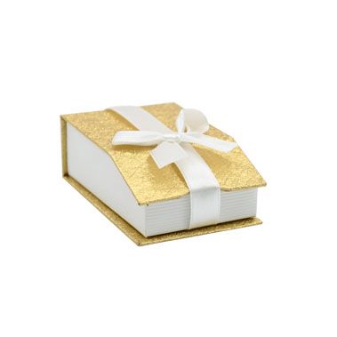 Gold and White Magnetic Ribbon Jewelry Pendant Boxes