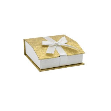 Gold and White Magnetic Ribbon Jewelry Pendant Boxes