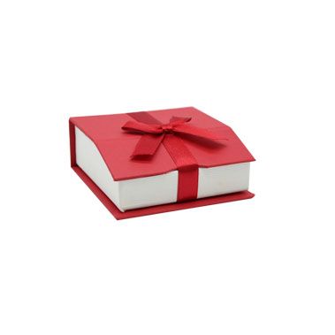 Red and White Magnetic Ribbon Large Jewelry Pendant Gift Boxes