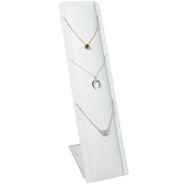 White Leatherette Adjustable Jewelry Pendant Display Stand, Holds 9 Pendants