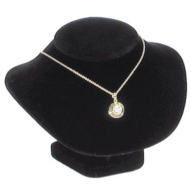 Black Velvet Short Jewelry Necklace Bust, 4-3/4" Tall