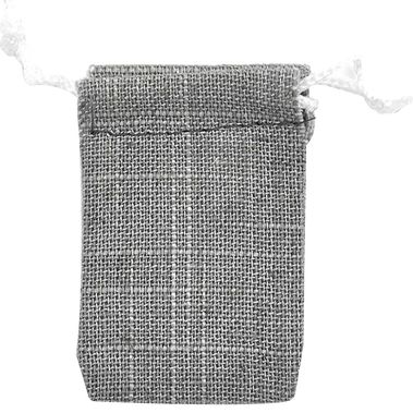 Grey Linen Large Gift Pouches with Drawstring, 3" x 4"