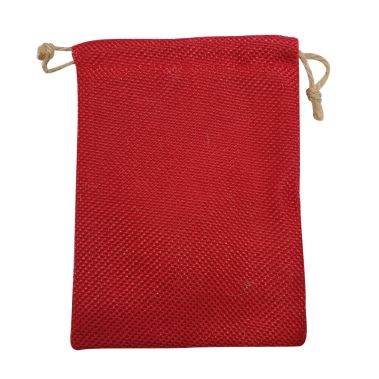 Ruby Red Burlap Drawstring Gift Pouches, 12 Per Pack