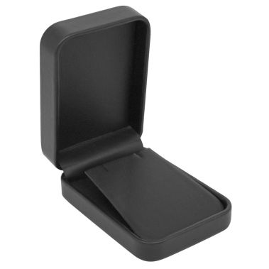 Black Large Rounded Corner Leatherette Pendant/Earring Box