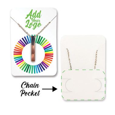 Gloss White Necklace Card with Necklace Holder 2" x 3" Rounded Corner