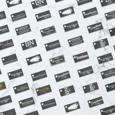 Shimmer Black Custom Hang Tag Rectangle - 1" x 1/2" (325 pcs)