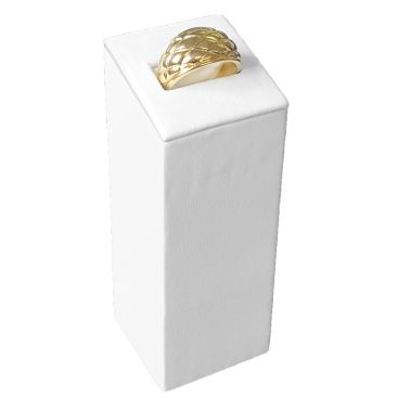 White Leatherette Jewelry Ring Stand, 3 3/8" Tall