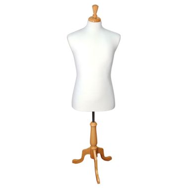 White & Natural Wood Male Suit Mannequin Body Form