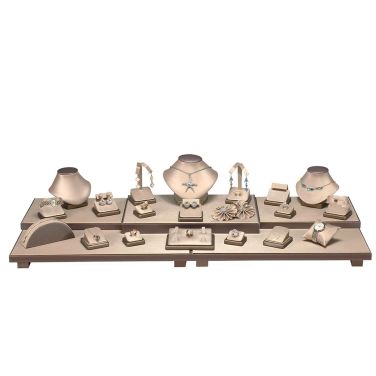 Gold Champagne Faux Leatherette 26-Piece Display Set