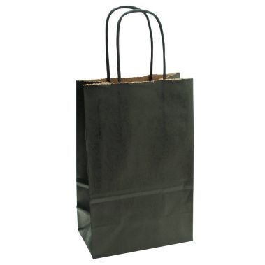 Black Kraft Paper Gift Shopping Bag with Handle, 9-3/4" x 4-3/4" x 12-1/4"