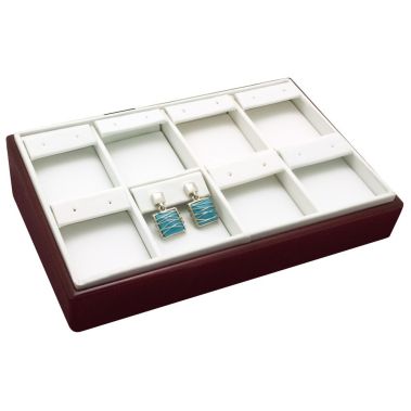 Red Rosewood Jewelry Earring Display Tray, Holds 8 Earrings