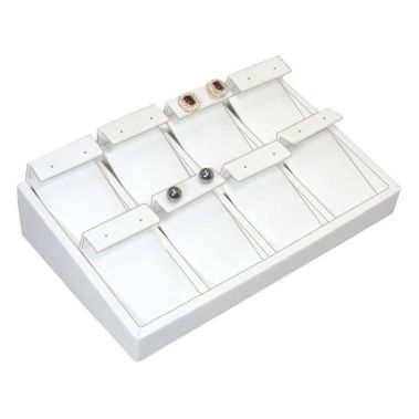 White Leatherette Jewelry Earring Display Tray