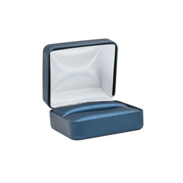 Blue Leatherette Dual Jewelry Ring Box, Holds 1 to 2 Rings