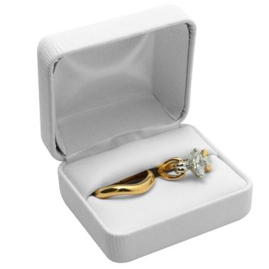 White Leatherette Dual Jewelry Ring Box, Holds 1 to 2 Rings