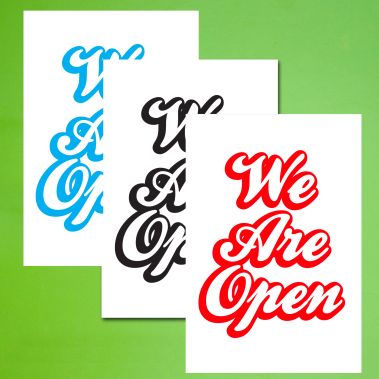 We Are Open Business Store Front Window Restaurant Sign, 13" x 19