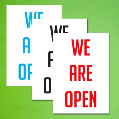 We Are Open Business Store Front Window Restaurant Sign, 13" x 19