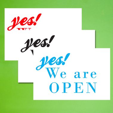 We Are Open Business Store Front Window Restaurant Sign, 19" x 13"