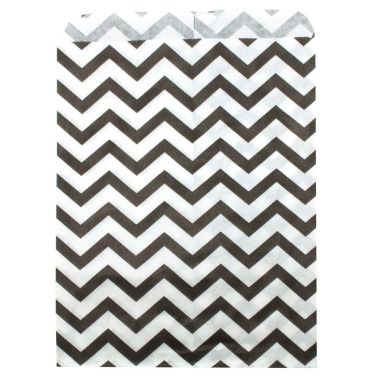 Black and White Chevron Gift Shopping Bags, 100 Per Pack, 6" x 9"