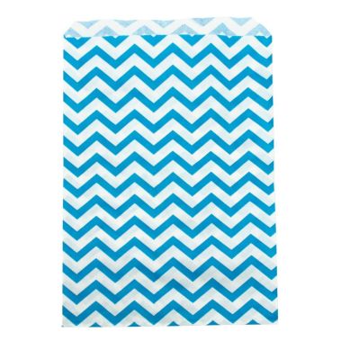 Blue and White Chevron Gift Shopping Bags, 100 Per Pack, 4" x 6"