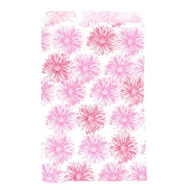 Pink Flower Print Gift Shopping Bags, 100 Per Pack, 8-1/2" x 11"