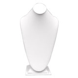 White Leatherette Jewelry Necklace Display Bust, 14-1/2