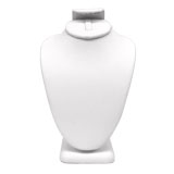 White Leatherette Jewelry Necklace / Ring / Earring Combination Bust