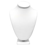 White Leatherette Jewelry Necklace Display Bust, 11