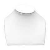 White Leatherette Low-Profile Jewelry Necklace Bust, 5
