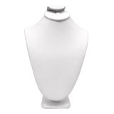 White Leatherette Jewelry Necklace / Ring / Earring Combination Bust