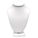 White Leatherette Jewelry Necklace Display Bust, 6-1/4